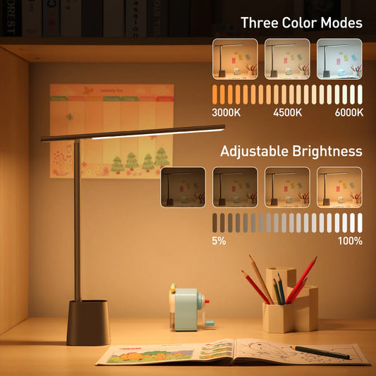 LED Desk Lamp Eye Protection – Dimmable, Rechargeable & Smart Adaptive Brightness
