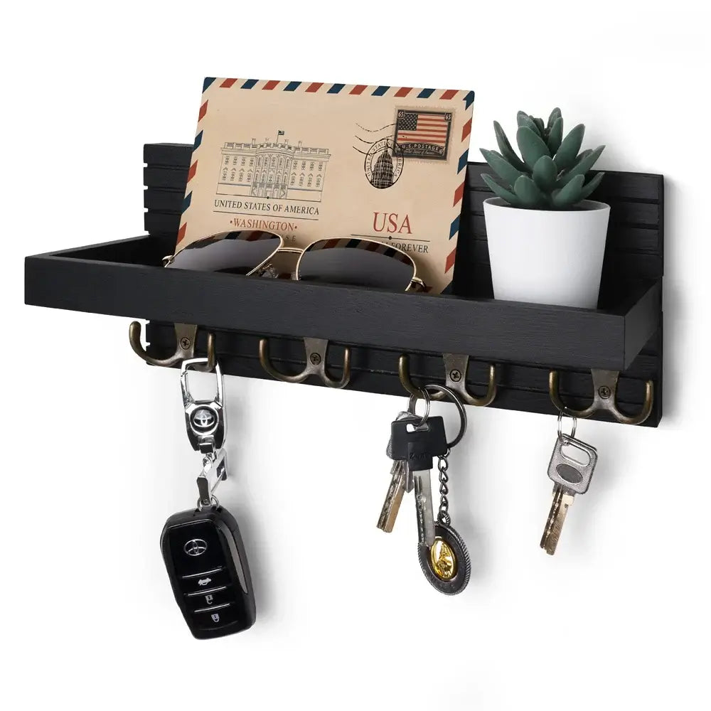 Rustic Wooden Key Holder - Housite black