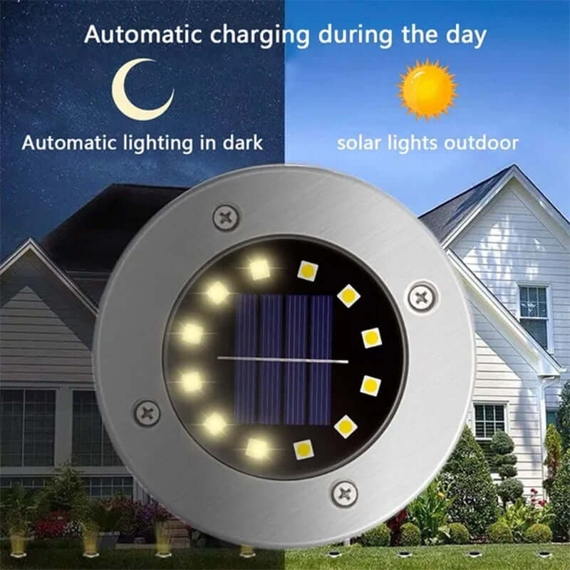 8/20 LED Solar Power Disk Lights – Waterproof Outdoor Ground & Pathway Lighting - Housite 0 20LED-Warm White / 1Pcs