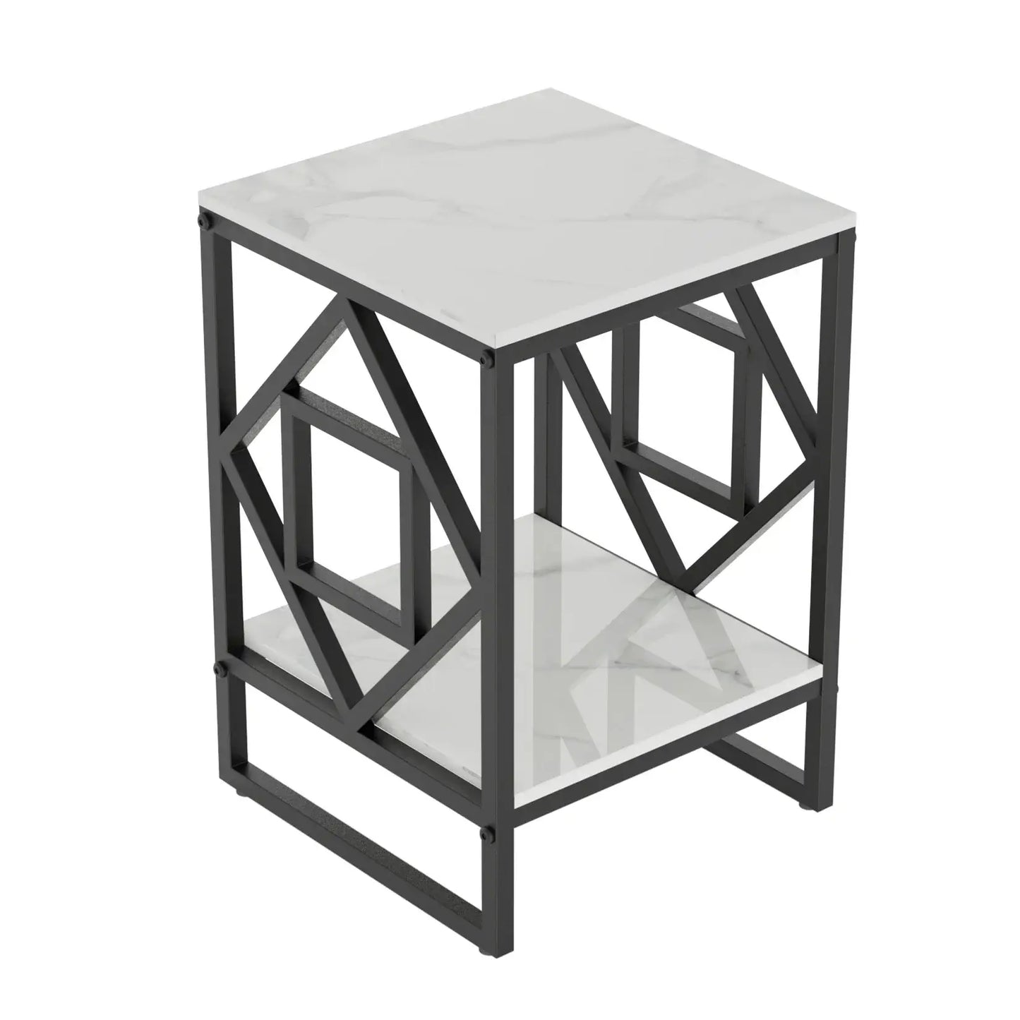 White Marble Top Side Table – Modern Moroccan Design - Housite black / UNITED KINGDOM