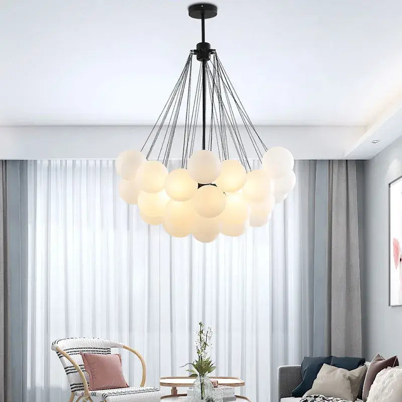 Nordic Frosted Glass Ball Chandelier - Elegant Modern Lighting - Housite gold small 19 Balls / Cold White