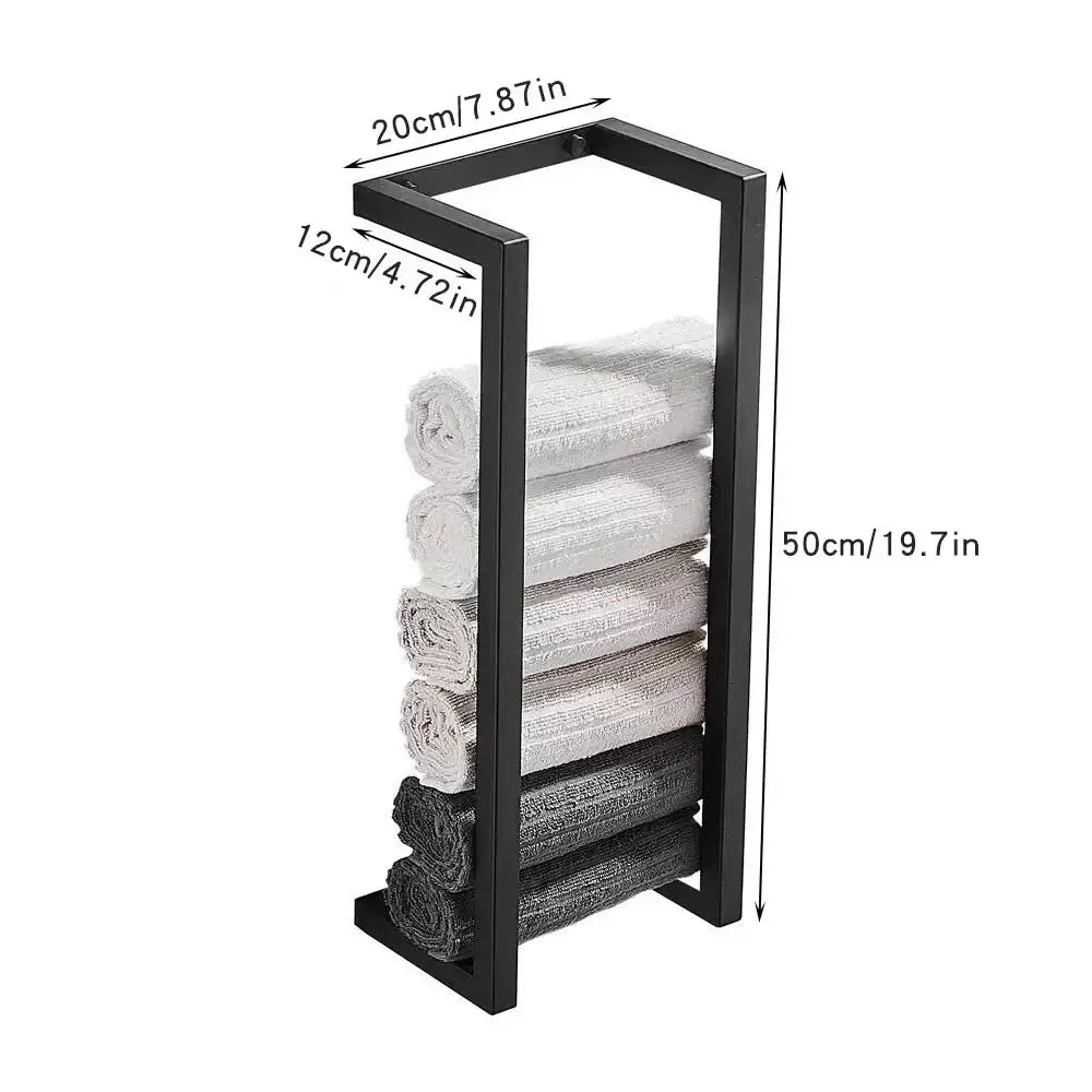 Black Wall-Mounted Stainless Steel Towel Rack – Multi-Functional Bathroom Storage & Toilet Paper Holder - Housite Towel rack