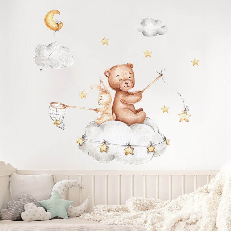 Kids Wall Sticker Bear Bunny Star Moon Wall Stickers - Housite Default Title