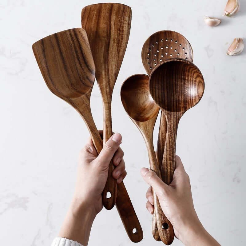 Teak Wood Kitchen utensil set - Housite 0 4pc