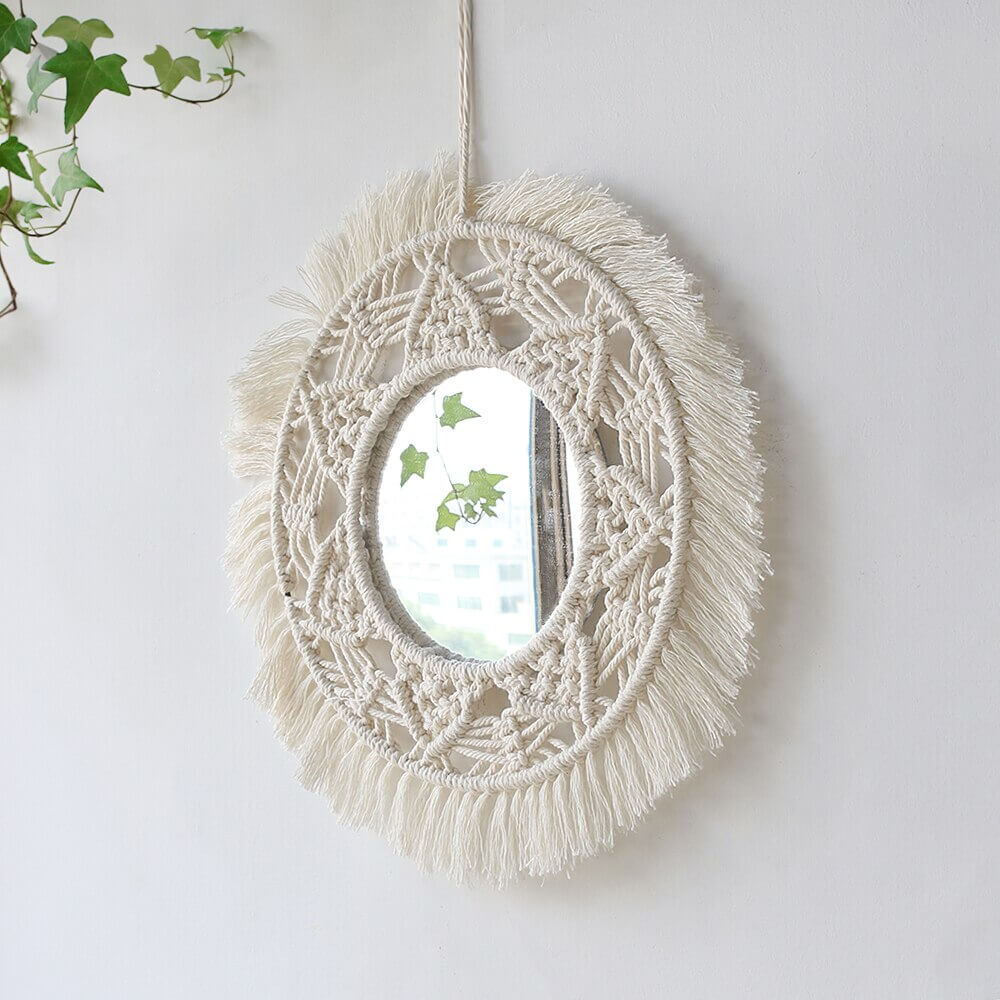Decorative Boho Macramé Wall Mirror - Housite CrissCross Style