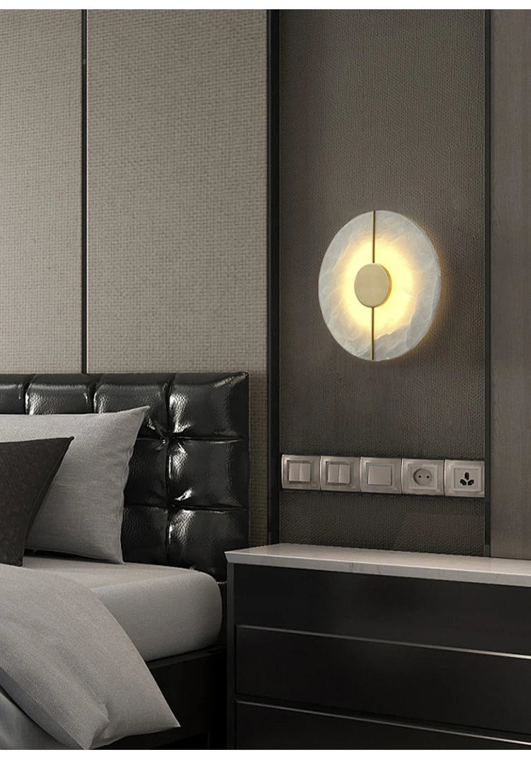 Modern Alabaster Marble Wall Lamp for Bedroom, Living Room & Kitchen Lighting