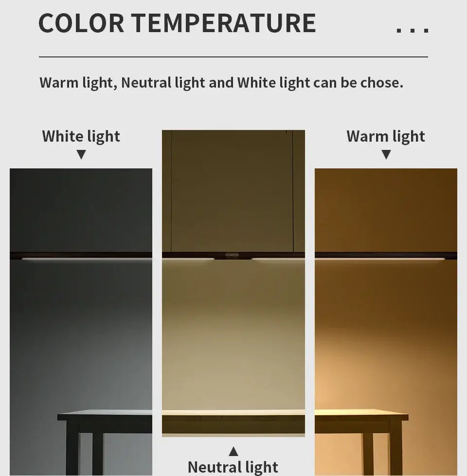 Color temperature options for LED pendant light: warm light, neutral light, and white light selections.