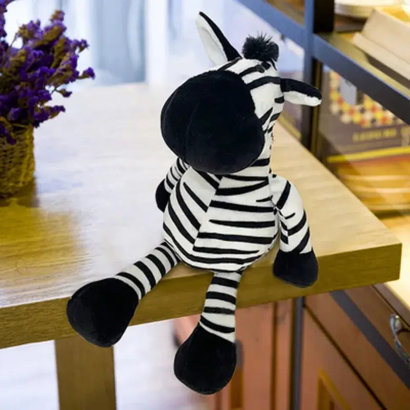 25cm Stuffed Lifelike Lion Tiger Elephant Monkey Leopard Giraffe Raccoon Doll Simulation Forest Animals Plush Toys for Kids Gift - Housite zebra / 25cm