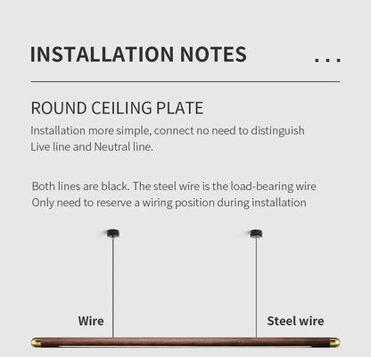 Modern Copper Pendant Lights - Circular Corner Design, Black Walnut, Nordic Style LED Lamp for Dining Room, kitchen, and living room