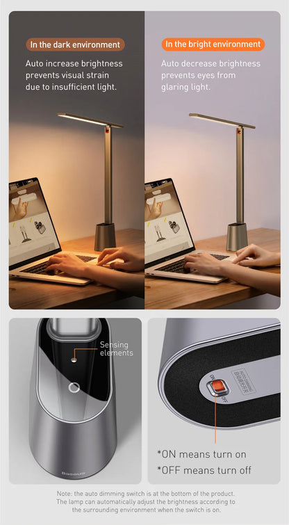 LED Desk Lamp Eye Protection – Dimmable, Rechargeable & Smart Adaptive Brightness