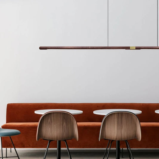Luxury LED Solid Wood Pendant Light – 220cm Nordic Black Walnut Dining Room Lamp