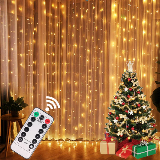 Christmas Lights Curtain Garland - Xmas 2024 Home & New Year Decorations
