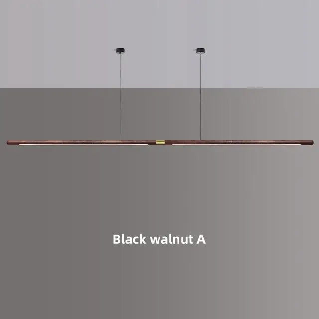 Black walnut LED pendant light with sleek design for modern dining rooms.