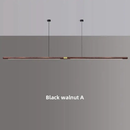 Black walnut LED pendant light with sleek design for modern dining rooms.