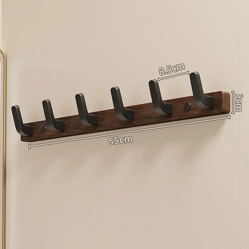 Wood black hook with five storage hooks, dimensions 55cm x 8.5cm x 3cm, perfect for towels and coats by Housite.