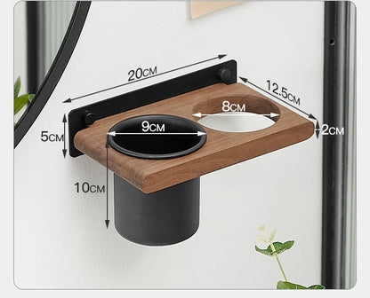 Farmhouse Wooden Wall Mount Hair Dryer Holder — Stylish Bathroom Hair Tool Organizer