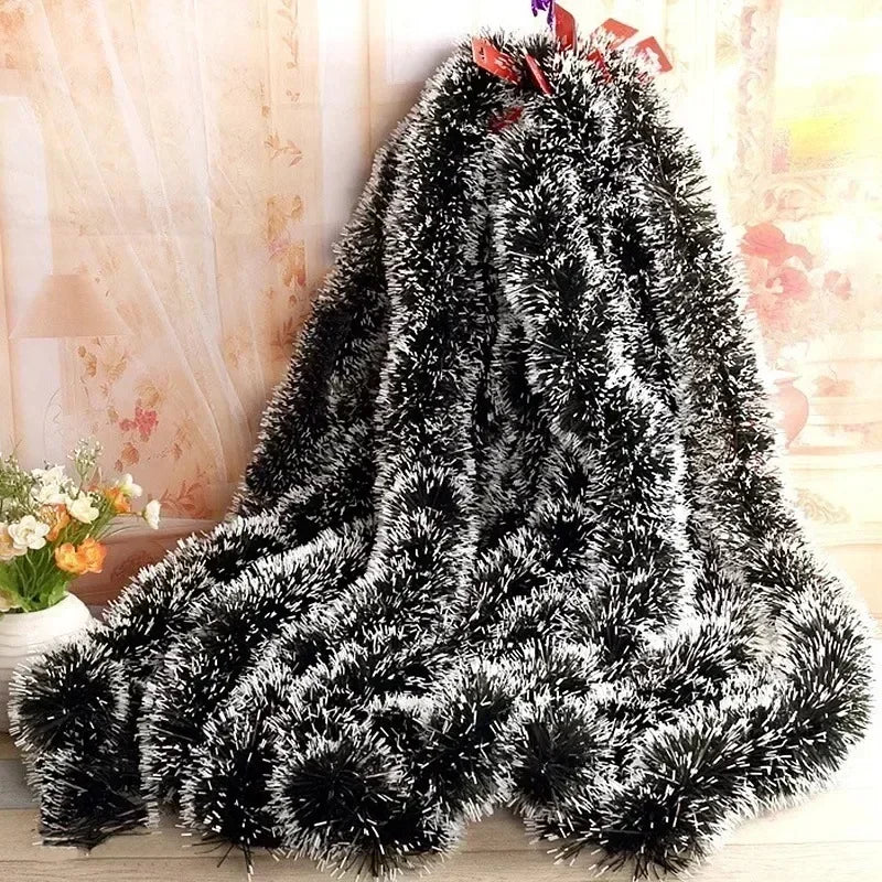 2M Wholesale Christmas Ribbon Garland – Green Cane Tinsel Ribbons for Xmas Tree, Wreaths & Holiday Decorations - Housite B-6M (3PCS)