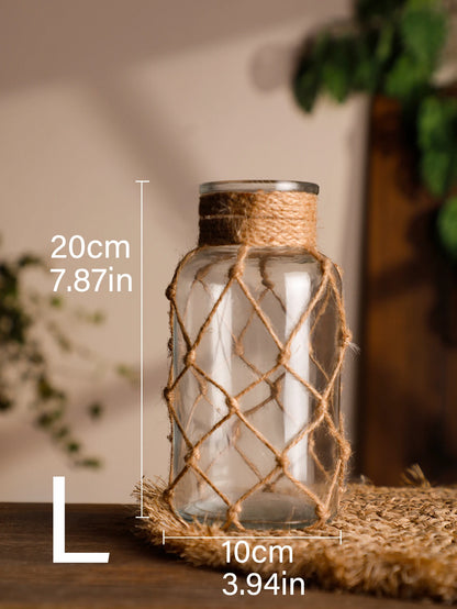 Hand Woven Hemp Rope Glass Vase – Boho Home Decor by Housite