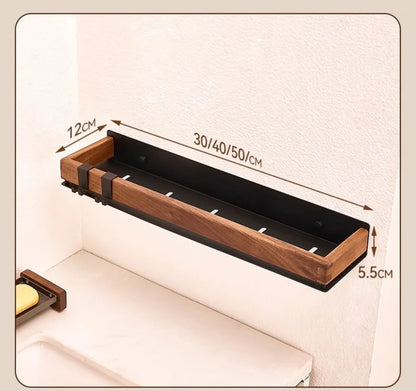Premium Wood & Metal Wall Shelf Organizer