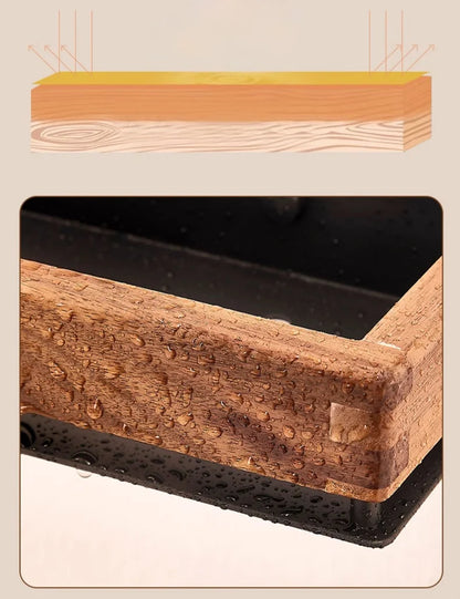 Premium Wood & Metal Wall Shelf Organizer