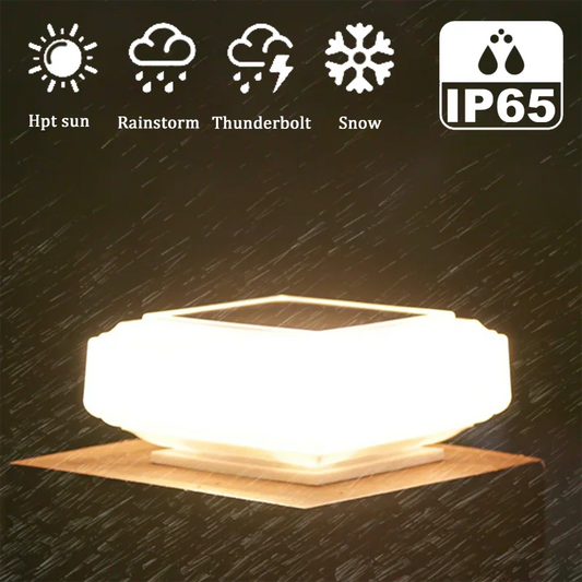 Solar Post Lights Clear Lampshade Waterproof Outdoor Solar Deck Fence Cap Light with Warm Light for Garden Patio Square Street Lamp