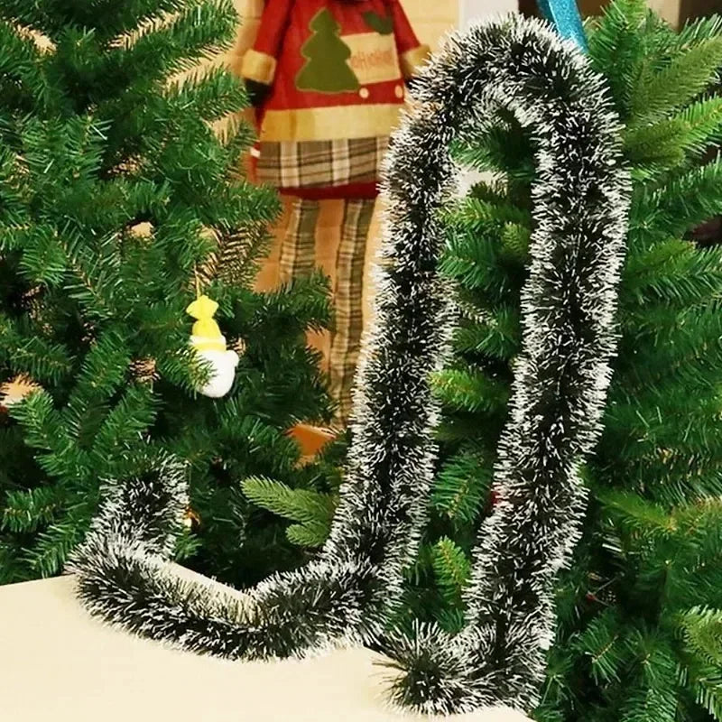 2M Wholesale Christmas Ribbon Garland – Green Cane Tinsel Ribbons for Xmas Tree, Wreaths & Holiday Decorations - Housite B-6M (3PCS)