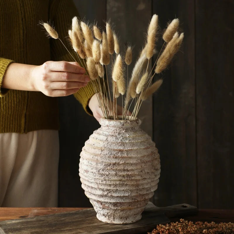 Retro Nostalgic Rough Clay Pottery Vase – Handmade Vintage Home Decor