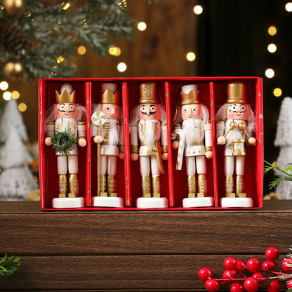3/4/5PCS Christmas Tree Decoration Pecan Soldier Hanging Christmas Wooden Ornament – New Year Pecan Soldier Gift Set - Housite 5PCS-WG