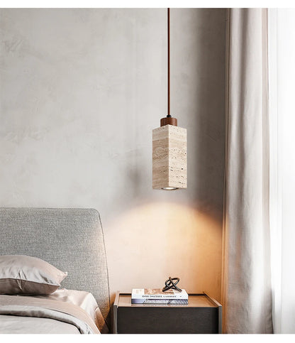 Yellow Marble Droplight | Wabi-Sabi Travertine Pendant Lamp