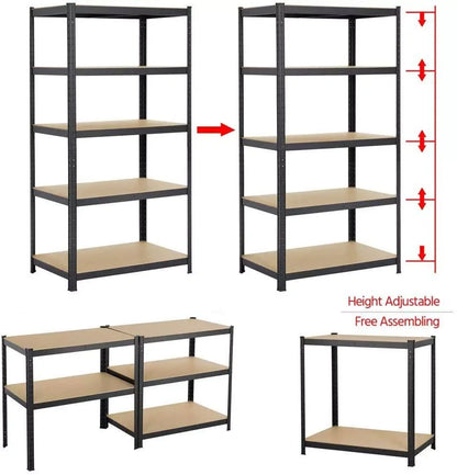 5-Tier Garage Shelving Unit – Heavy-Duty Metal Storage Rack for Workshop, Warehouse, Home, Office &amp; Pantry