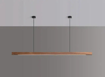 Nordic wood pendant light featuring a minimalist design and LED strip, ideal for modern interiors.