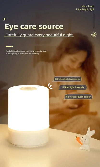 Touch Night Lamp – 3 Modes Dimming Bedside Light with USB Charging | Soft Ambient Light for Bedroom & Kids