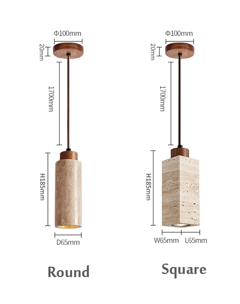 Yellow Marble Droplight | Wabi-Sabi Travertine Pendant Lamp