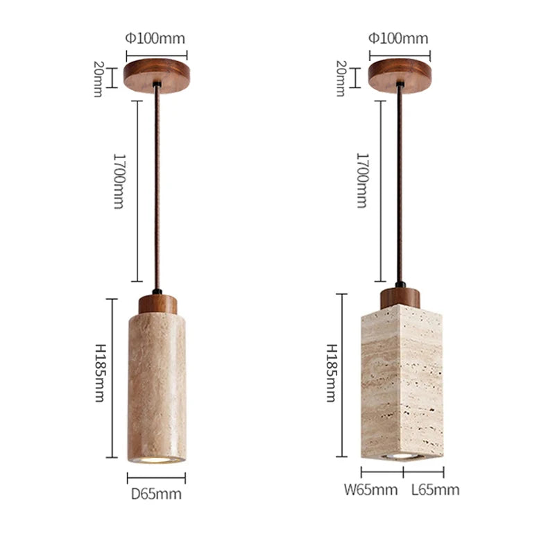Yellow Marble Droplight | Wabi-Sabi Travertine Pendant Lamp