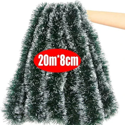 2M Wholesale Christmas Ribbon Garland – Green Cane Tinsel Ribbons for Xmas Tree, Wreaths & Holiday Decorations - Housite B-20M (10PCS)