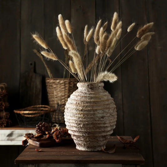 Retro Nostalgic Rough Clay Pottery Vase – Handmade Vintage Home Decor