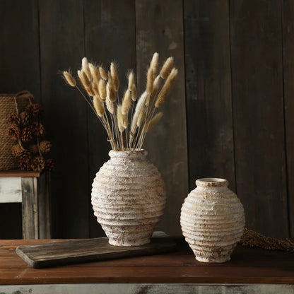 Retro Nostalgic Rough Clay Pottery Vase – Handmade Vintage Home Decor