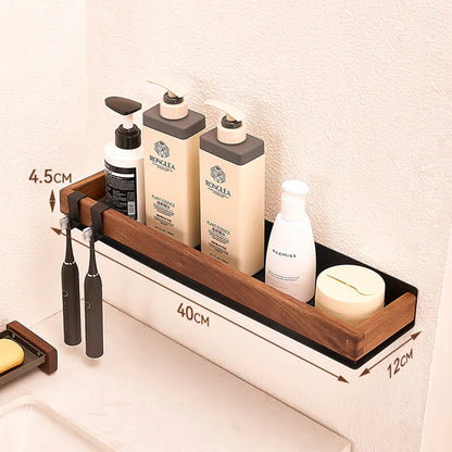 Premium Wood & Metal Wall Shelf Organizer