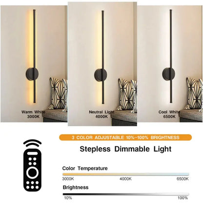 Rechargeable 50cm / 80cm Wireless LED Wall Light – Modern Dimmable Bedside Night Lamp with Remote Control - Housite 50cm / Black / Dimming