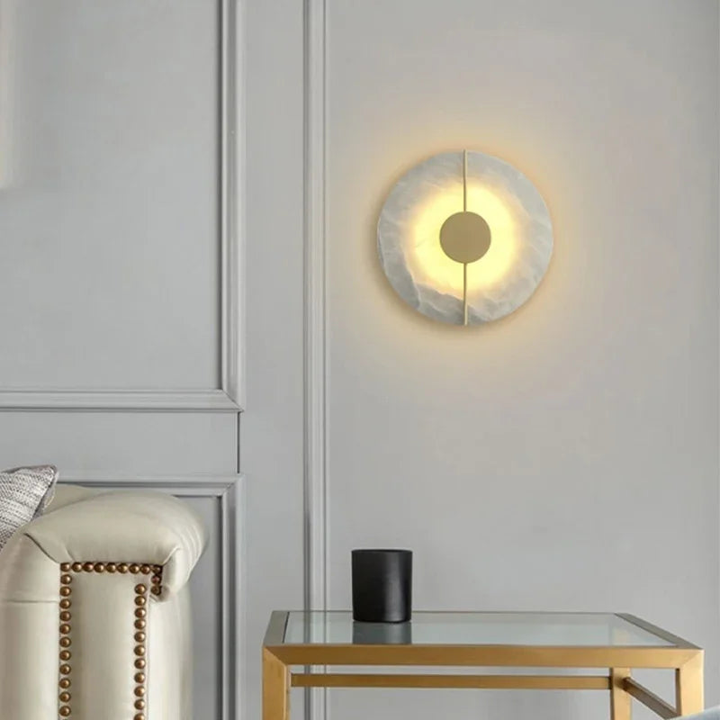 Modern Alabaster Marble Wall Lamp for Bedroom, Living Room & Kitchen Lighting