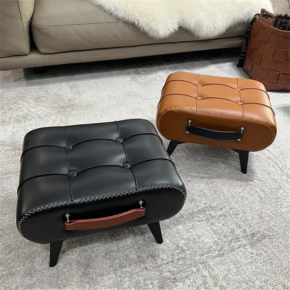 Nordic Luxury Leather with Handle Portable Foot Step Stool