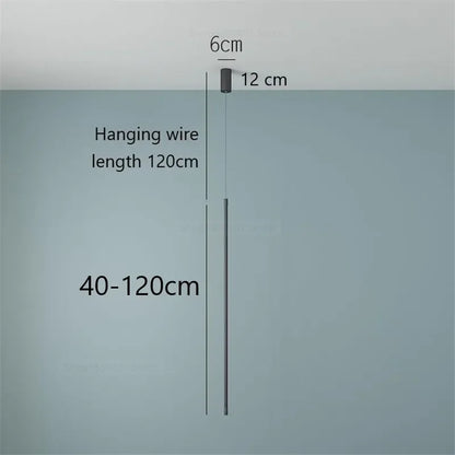 Measurement diagram showing hanging wire length and pendant light dimensions for Nordic modern pendant lights.