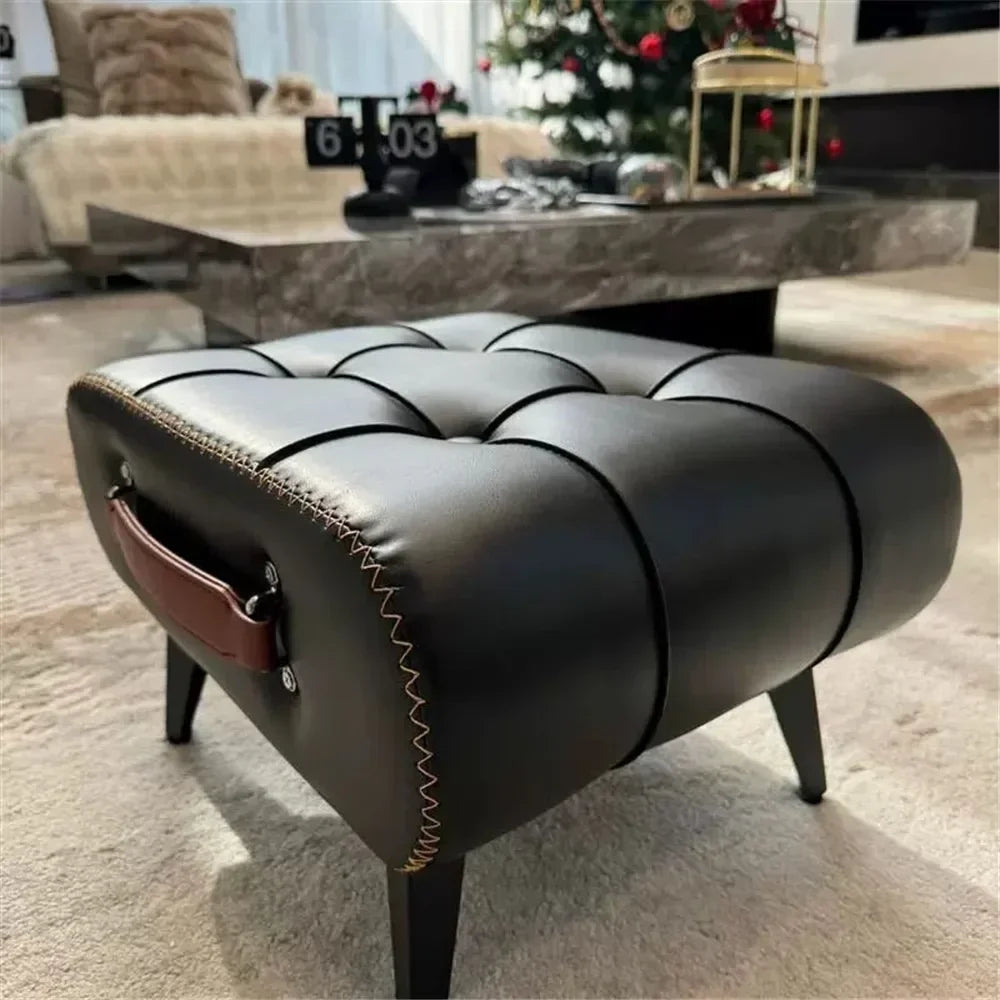 Nordic Luxury Leather with Handle Portable Foot Step Stool