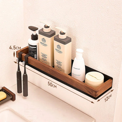 Premium Wood & Metal Wall Shelf Organizer