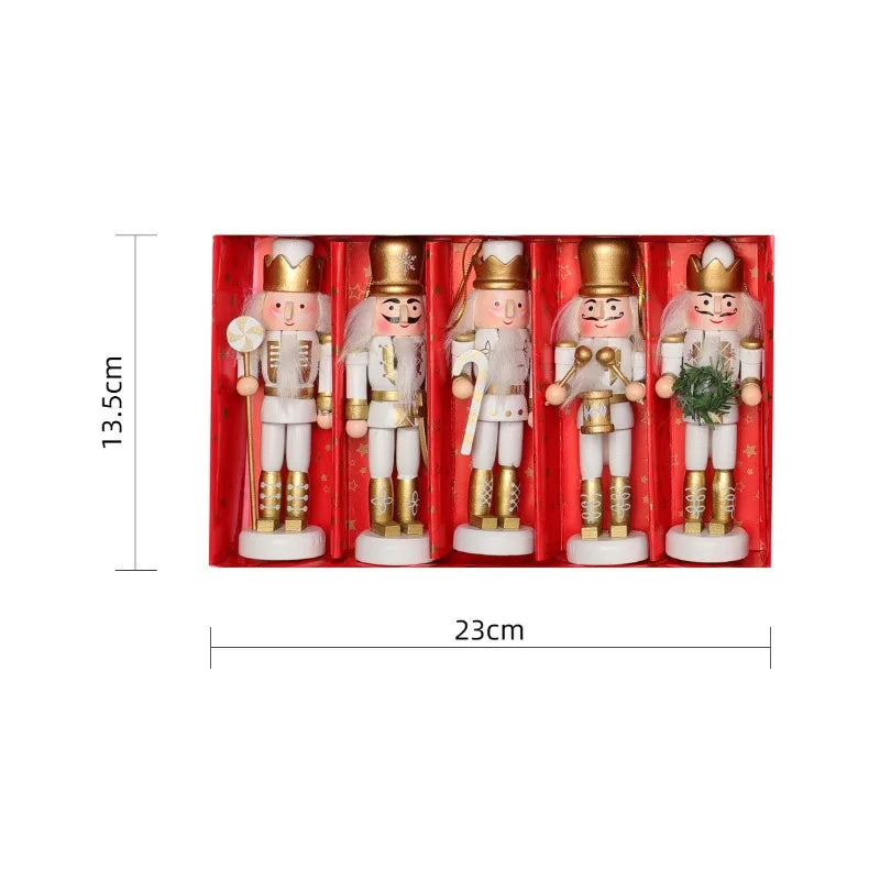 3/4/5PCS Christmas Tree Decoration Pecan Soldier Hanging Christmas Wooden Ornament – New Year Pecan Soldier Gift Set - Housite 5PCS-RG