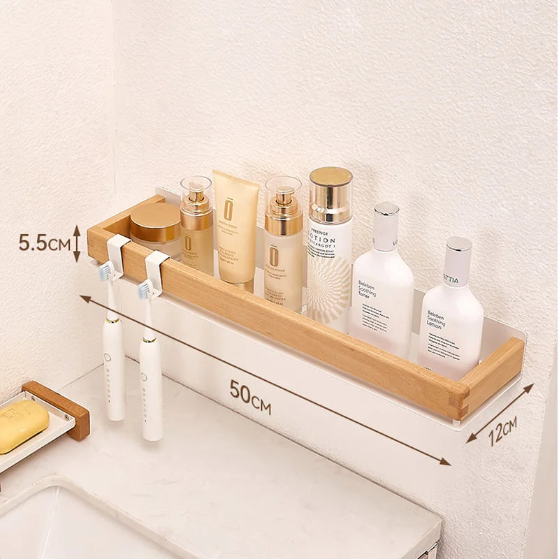 Premium Wood & Metal Wall Shelf Organizer