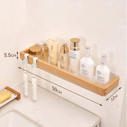Premium Wood & Metal Wall Shelf Organizer
