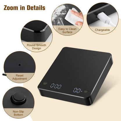 Precision Digital Coffee Scale with Timer | Accurate Espresso & Pour Over Brewing Scale