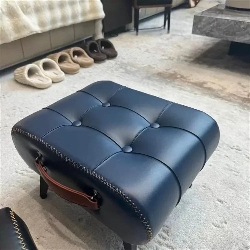 Nordic Luxury Leather with Handle Portable Foot Step Stool