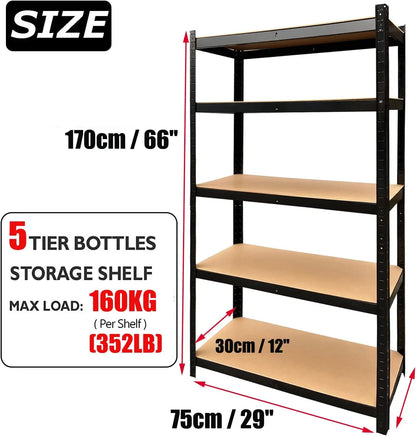 5-Tier Garage Shelving Unit – Heavy-Duty Metal Storage Rack for Workshop, Warehouse, Home, Office &amp; Pantry